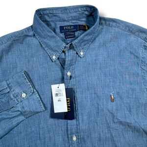 Polo Ralph Lauren Classic Fit Indigo Button Down Shirt Mens XXL Untucked